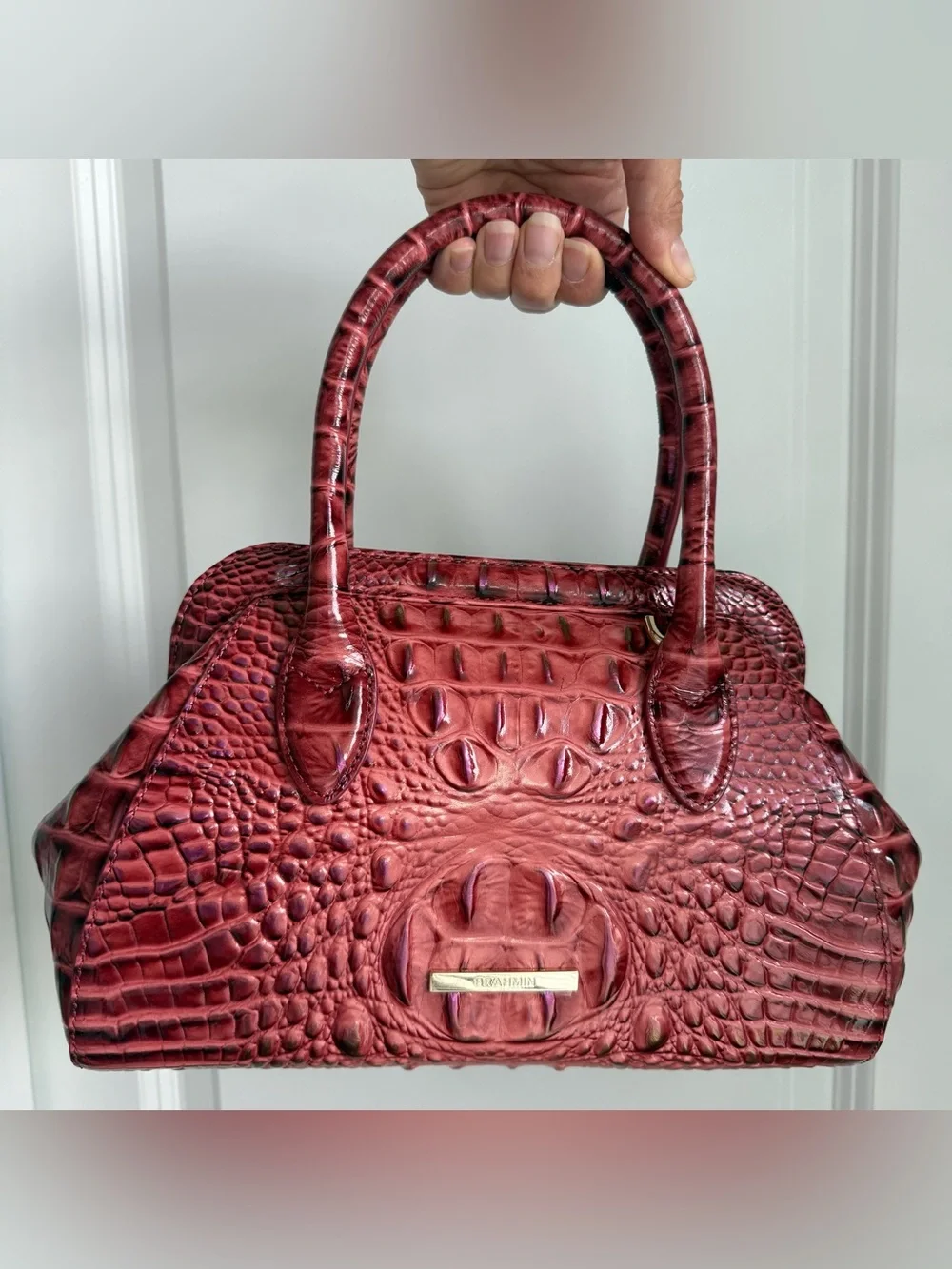 Brahmin Mika Satchel Coquette Vintage Rose Melbourne Leather
